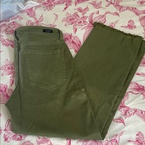 Liverpool Olive Green Kennedy Cropped Straight Jeans